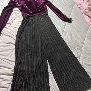 Knitworks Wide Leg Black and Purple Pants